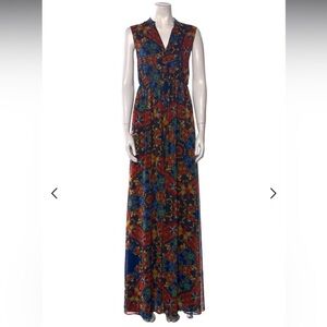 Alice + Olivia Red and Blue Geometric Maxi Dress